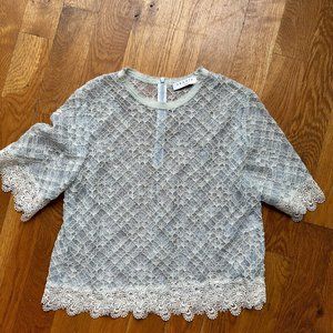 Sandro baby blue lace blouse
